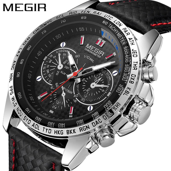 MEGIR Mens Wristwatches Top Luxury Brand Male  Military Army Man Sport Leather Strap Business Quartz Men Wrist Wristwatch 1010-kopara2trade.myshopify.com-