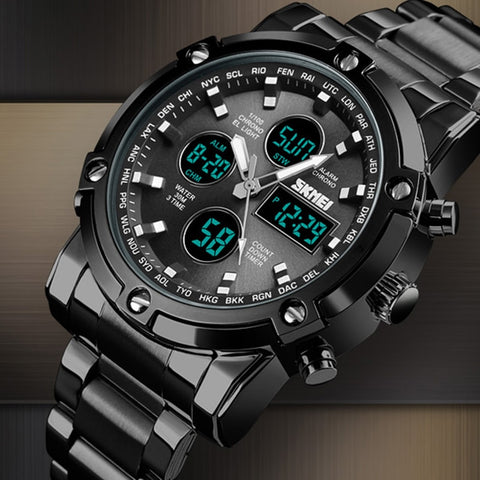 SKMEI Analog Digital Wristwatches Men Led Full Steel Male Wristwatch Men Military Wristwatch Quartz Sports Wristwatch   SKMEI-kopara2trade.myshopify.com-Watch