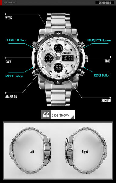 SKMEI Analog Digital Wristwatches Men Led Full Steel Male Wristwatch Men Military Wristwatch Quartz Sports Wristwatch   SKMEI-kopara2trade.myshopify.com-Watch