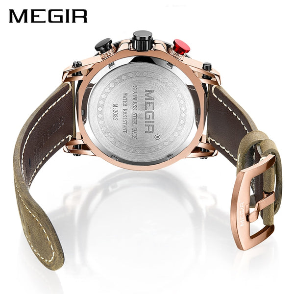 MEGIR Men Sports Wristwatches Top Brand Luxury Leather Quartz Wristwatch Men  Waterproof Army Military Wristwatches-kopara2trade.myshopify.com-