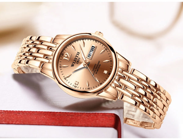 WLISTH Women Dress Wristwatch Rose Gold Stainless Steel WLISTH Brand Fashion Ladies Wristwatch Week Date Quartz  Female Luxury Wristwatches-kopara2trade.myshopify.com-