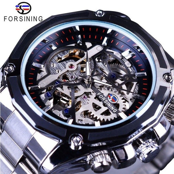 Forsining  New Collection Transparent Case Golden Stainless Steel Skeleton Luxury Design Men Wristwatch Top Brand Automatic Wristwatch-kopara2trade.myshopify.com-Watch