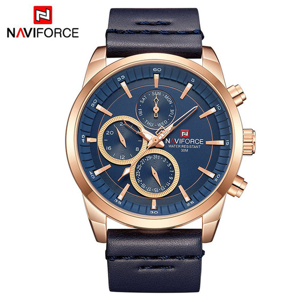 Mens Wristwatches NAVIFORCE Top Brand Luxury Waterproof 24 hour Date Quartz Wristwatch Man Fashion Leather Sport Wristwatch Men-kopara2trade.myshopify.com-Watch