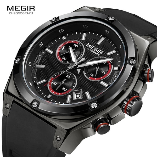 Megir Men Black Silicone Sports Quartz Wrist Wristwatches Luminous Relojios Relojes Waterproof Chronograph Montres Q2073G-BK-1-kopara2trade.myshopify.com-