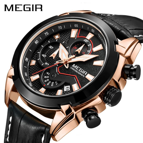 MEGIR Creative Quartz Men Wristwatch Leather Chronograph Army Military Sport Wristwatches Men Hour-kopara2trade.myshopify.com-Watch