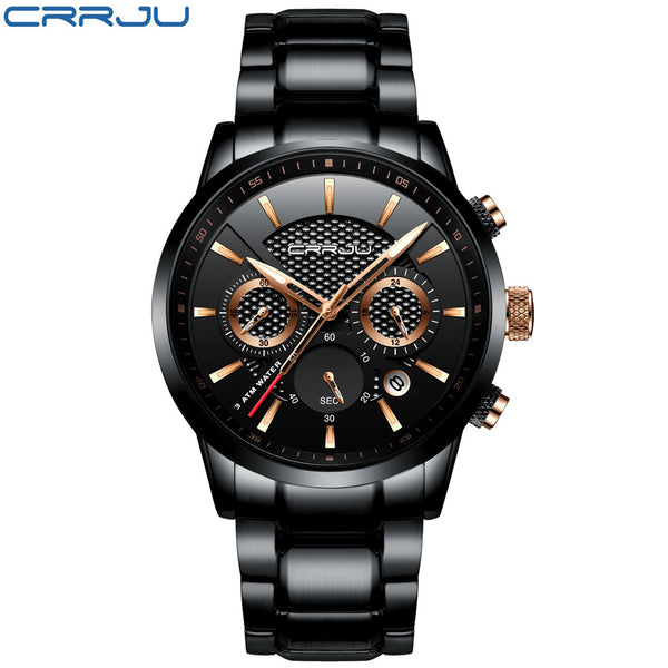 CRRJU Top Brand Luxury Men Wristwatch 30m Waterproof Quartz Wristwatches Steel Wristwatch Chronograph Men's Leisure Saat es-kopara2trade.myshopify.com-Watch