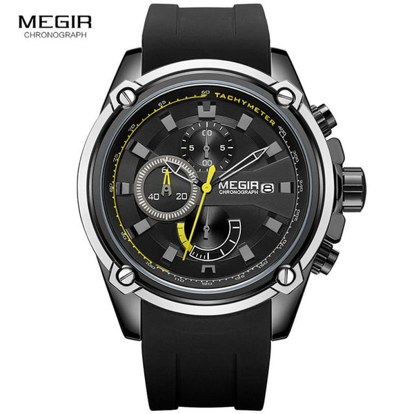 MEGIR Brand Wristwatch Army Sports Quartz Wristwatches Men Black Silicone Strap Military Marine Chronograph Wristwatch for Man Relogios-kopara2trade.myshopify.com-Watch