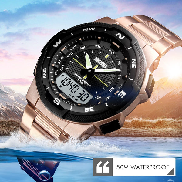 SKMEI Men Wristwatch Fashion Quartz Sports Wristwatches Stainless Steel Mens Wristwatches Top Brand Luxury Business Waterproof Wrist Wristwatch Men-kopara2trade.myshopify.com-