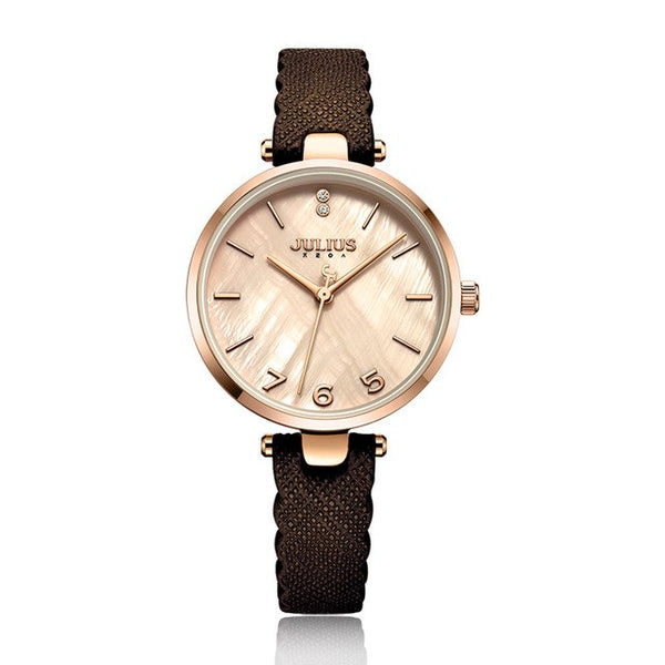 Julius Wristwatch Korean New Designer Wristwatch Simple Casual Quartz Leather Band Gray Pink High-End Pearl Dial Montre JA-1096-kopara2trade.myshopify.com-Watch