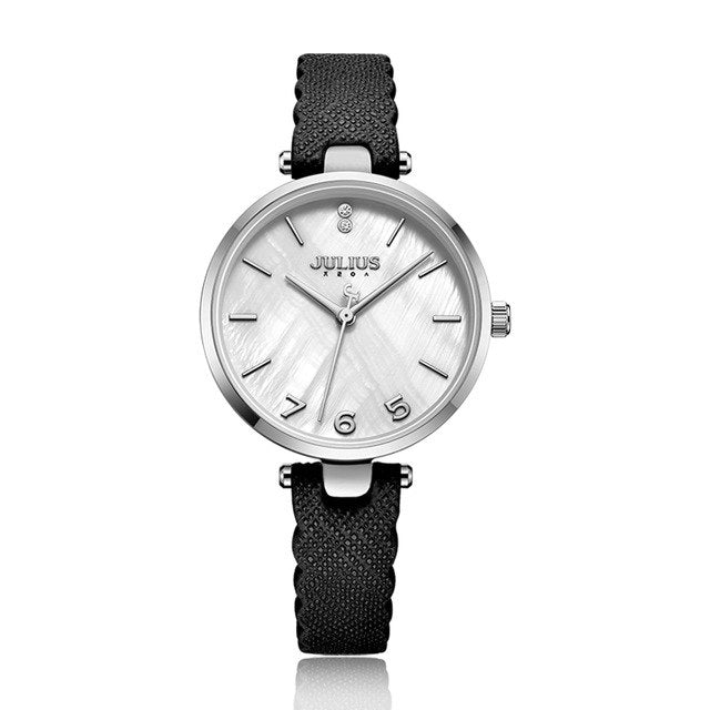 Julius Wristwatch Korean New Designer Wristwatch Simple Casual Quartz Leather Band Gray Pink High-End Pearl Dial Montre JA-1096-kopara2trade.myshopify.com-Watch