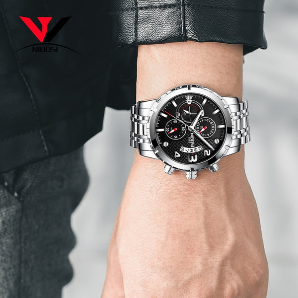 NIBOSI Chronograph Men Wristwatches Top Brand Luxury  Sport/Military Wristwatch Men Waterproof Stainless Steel  Wristwatch Male-kopara2trade.myshopify.com-Watch