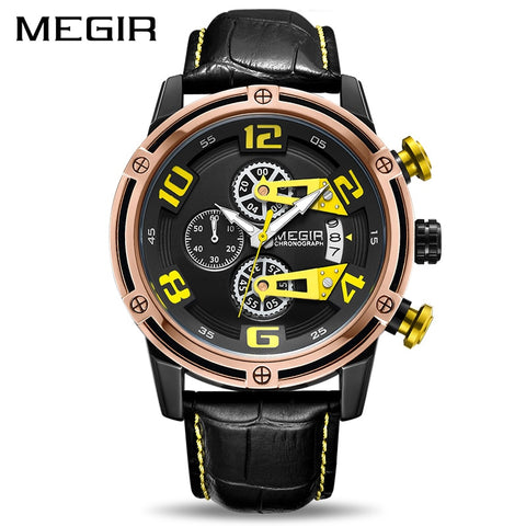 MEGIR Creative Sport Men Wristwatch Leather Chronograph Quartz Wrist Wristwatches Men Army Military Wristwatch Reloj Hombre-kopara2trade.myshopify.com-