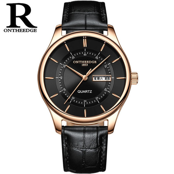 Dropshipping Men Women Watch Slim Rose Gold Wrist Watch Genuine Leather Band Day and Week Free Shipping Relogio Wristwatches-kopara2trade.myshopify.com-