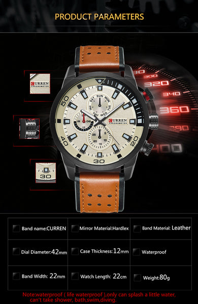 CURREN brand top new fashion casual quartz wrist watch men leather es strap round  Quartz  Water Resistant 8250-kopara2trade.myshopify.com-Watch