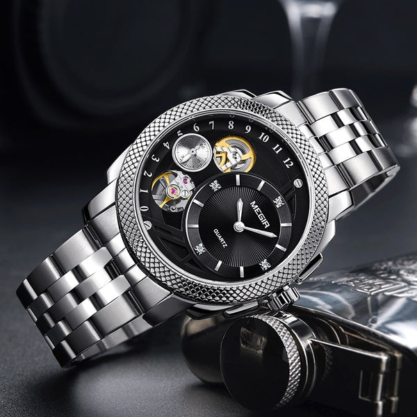 Business Wristwatch for Men MEGIR Luxury Quartz Wristwatches Stainless Steel Military Wrist Wristwatches Men  Hour Time-kopara2trade.myshopify.com-
