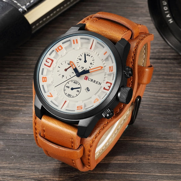 CURREN  New Men Fashion Quartz Wristwatches Men's Army Leather Sports Wrist Wristwatch Military Date Male Clock-kopara2trade.myshopify.com-