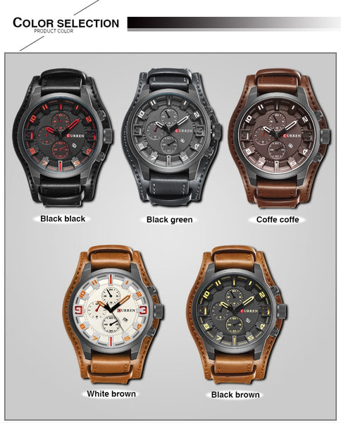 CURREN  New Men Fashion Quartz Wristwatches Men's Army Leather Sports Wrist Wristwatch Military Date Male Clock-kopara2trade.myshopify.com-