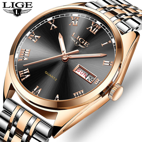 New LIGE Wristwatches Men Top Brand Fashion Chronograph Male Stainless Steel Waterproof Business Men Wristwatch-kopara2trade.myshopify.com-Watch