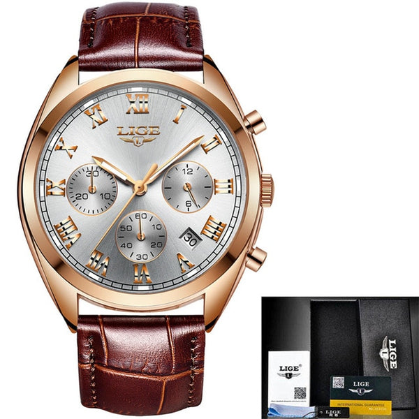 New LIGE Wristwatches Men Top Brand Fashion Chronograph Male Stainless Steel Waterproof Business Men Wristwatch-kopara2trade.myshopify.com-Watch