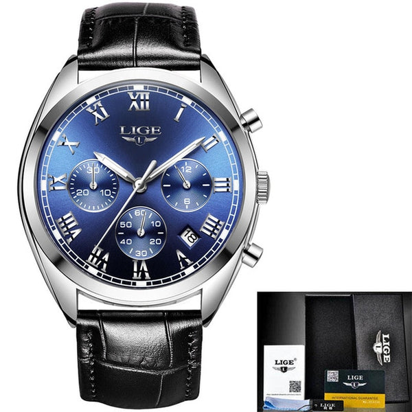 New LIGE Wristwatches Men Top Brand Fashion Chronograph Male Stainless Steel Waterproof Business Men Wristwatch-kopara2trade.myshopify.com-Watch
