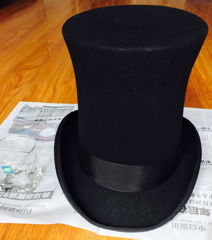23cm 9 inch Extra High Top Hat Steampunk Mad Hatter Victorian Vintage Traditional Wool Fedora Millinery Magician Topper Hat-kopara2trade.myshopify.com-
