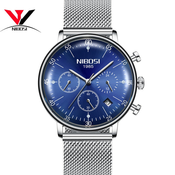 Uhren Herren Luxusmarke NIBOSI Wristwatch Men Luxury Brand Famous Dress Analog Quartz Wristwatch Mesh Steel Man  Waterproof-kopara2trade.myshopify.com-Watch