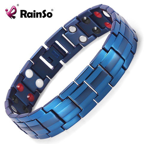 Rainso Germanium Bracelets Negative ions Magnetic Elements Titanium Blue Plated Bracelet Men Accessory Sport Bangles for Men-kopara2trade.myshopify.com-
