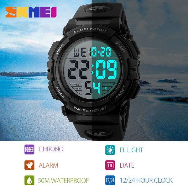 SKMEI Fashion Outdoor Sport Wristwatch Men Multifunction Wristwatches Military 5Bar Waterproof Digital Wristwatch  1258-kopara2trade.myshopify.com-