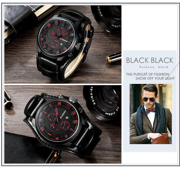 CURREN Top Brand Luxury New Mens Wristwatches Male Date Sport Military Date Wristwatch Leather Strap Quartz Business Men Wristwatch 8225-kopara2trade.myshopify.com-Watch