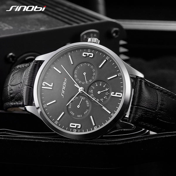 Reloj SINOBI Slim Quartz Wrist Watch Leather Wristband Mens Watches Top Casual Geneva Watch Men Wristwatches relogio masculino-kopara2trade.myshopify.com-