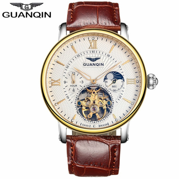 relogio masculino GUANQIN Mens Watches Luxury Brand Tourbillon Skeleton Automatic Watch Men Sport Leather Mechanical Wristwatch-kopara2trade.myshopify.com-