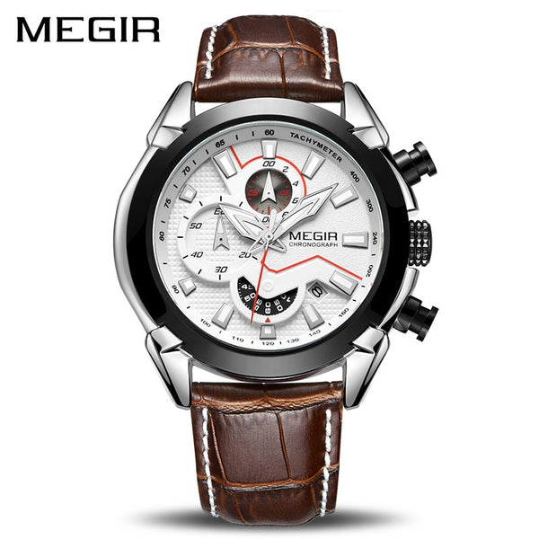MEGIR Military Sport Wristwatch Men Top Brand Luxury Leather Army Quartz Wristwatches  Men Creative Chronograph-kopara2trade.myshopify.com-