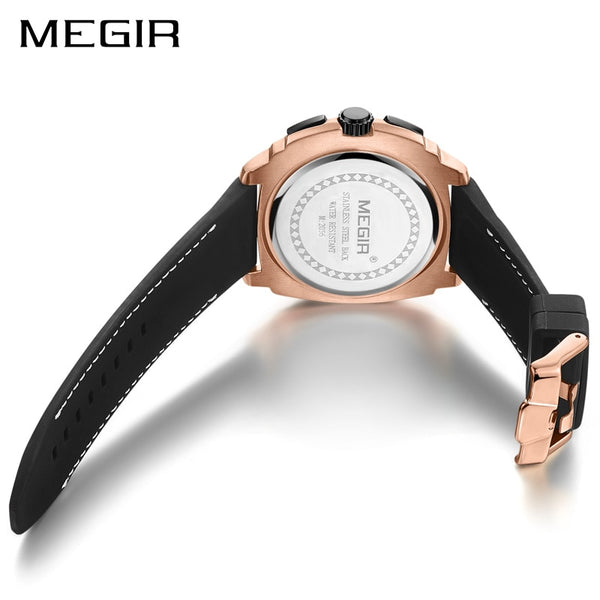 MEGIR Chronograph Men Sport Wristwatch Fashion Silicone Army Military Wristwatches  Quartz Wrist Wristwatch  Men 2056-kopara2trade.myshopify.com-