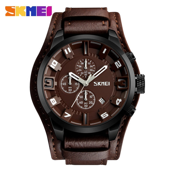 SKMEI New Fashion Sport Quartz Wristwatches Men Luxury Business Leather Wristwatch Waterproof Wristwatches Male-kopara2trade.myshopify.com-