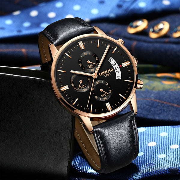 NIBOSI Dropship  Men's Wristwatches Chronograph Calendar Quartz Clock Male Casual Business Waterproof Wristwatch-kopara2trade.myshopify.com-