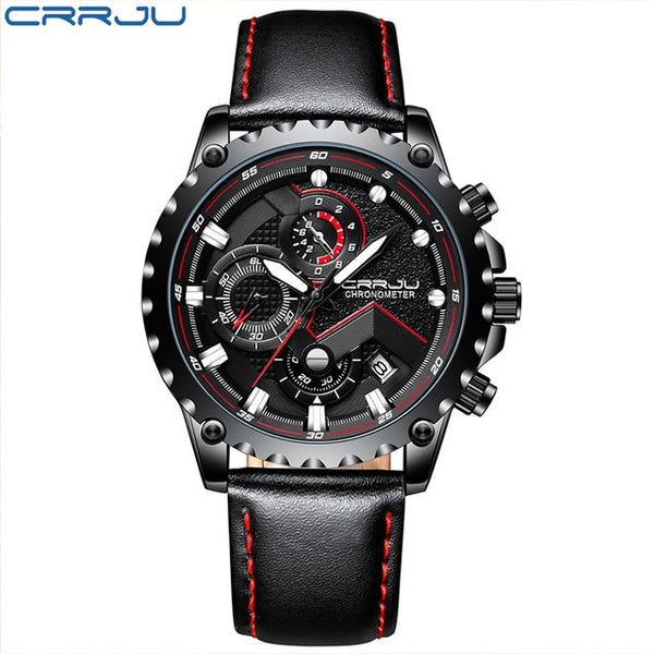 CRRJU Top Brand Luxury Chronograph Wristwatch Men Leather Fashion Sport Quartz Wristwatches Mens Wristwatches Business Wristwatch-kopara2trade.myshopify.com-Watch