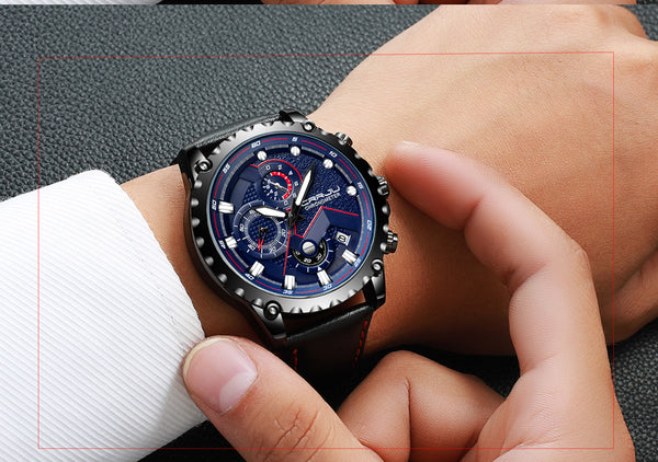 CRRJU Top Brand Luxury Chronograph Wristwatch Men Leather Fashion Sport Quartz Wristwatches Mens Wristwatches Business Wristwatch-kopara2trade.myshopify.com-Watch
