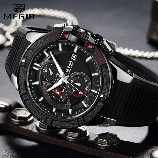 MEGIR Men Sport Wristwatch Military Silicone Chronograph Quartz Mens Wristwatches Male Casual Date Waterproof Wristwatch-kopara2trade.myshopify.com-