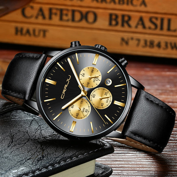 Mens Wristwatches CRRJU Top Brand Luxury Chronograph Ultra Thin Date Wristwatches Male Steel Strap Casual Quartz Wristwatch Men Sport Wrist Wristwatch-kopara2trade.myshopify.com-Watch