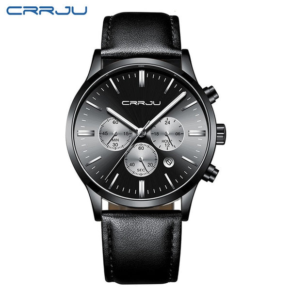 Mens Wristwatches CRRJU Top Brand Luxury Chronograph Ultra Thin Date Wristwatches Male Steel Strap Casual Quartz Wristwatch Men Sport Wrist Wristwatch-kopara2trade.myshopify.com-Watch