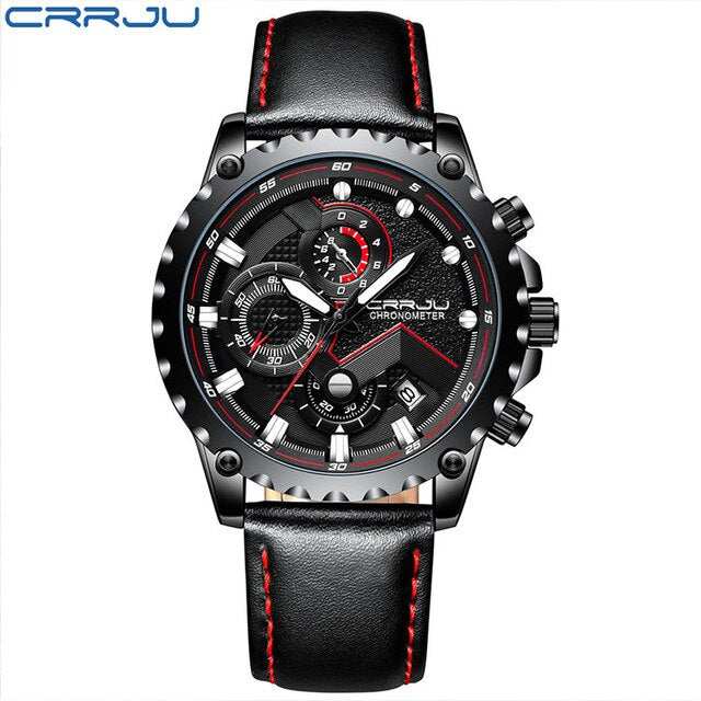 CRRJU New Men Wristwatches Brand Luxury Quartz Wristwatch date Male Leather Military Waterproof Sport Wristwatches Wrist Wristwatch-kopara2trade.myshopify.com-Watch