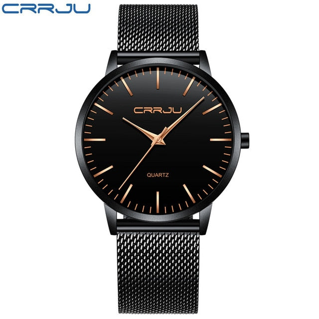 CRRJU Ultra thin Mens Wristwatches Waterproof Brand Luxury Stainless Steel Band Sport Business Military Male Wristwatches-kopara2trade.myshopify.com-Watch