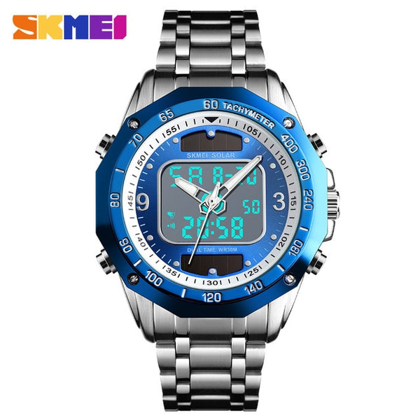 SKMEI Men's Wristwatches Solar Sports Digital Quartz Wristwatch Men Full Steel Waterproof LED Wrist Wristwatch relogio masculino  SKMEI-kopara2trade.myshopify.com-