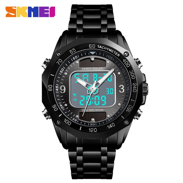 SKMEI Men's Wristwatches Solar Sports Digital Quartz Wristwatch Men Full Steel Waterproof LED Wrist Wristwatch relogio masculino  SKMEI-kopara2trade.myshopify.com-