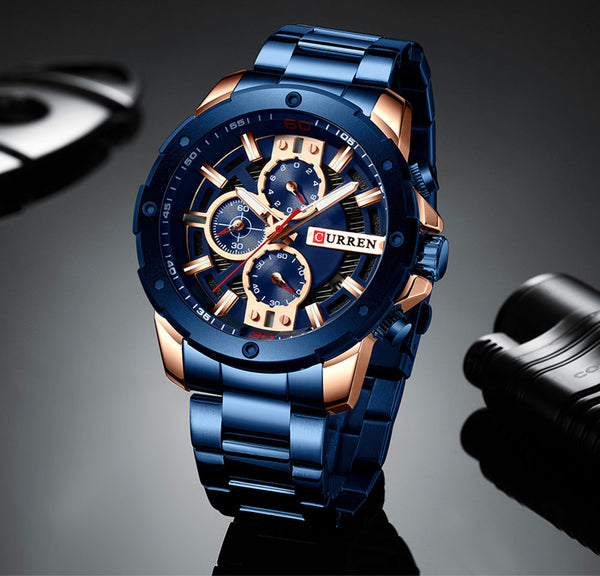 CURREN New Quartz Luminous Man Wristwatch Fashion Sport Stainless Steel Wristwatches 3ATM Waterproof Wristwatch Chronograph Wristwatches-kopara2trade.myshopify.com-