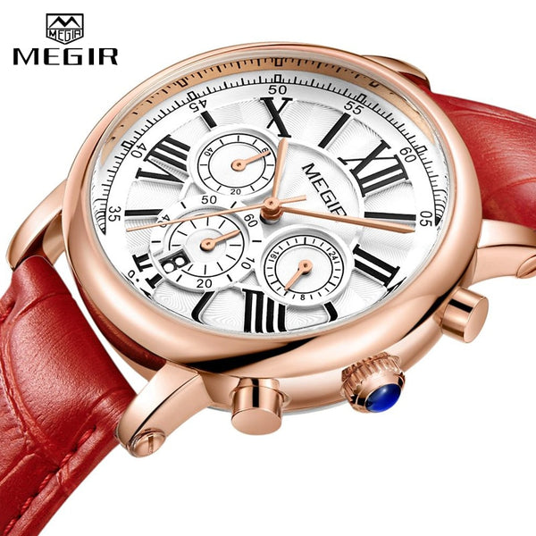 MEGIR Hot Women's Wristwatches Famous Luxury Top Brand Roman Numerals Female Clock Leather Quartz Ladies Wristwatcho-kopara2trade.myshopify.com-