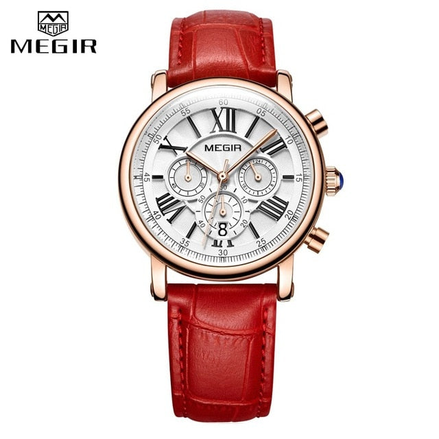 MEGIR Hot Women's Wristwatches Famous Luxury Top Brand Roman Numerals Female Clock Leather Quartz Ladies Wristwatcho-kopara2trade.myshopify.com-