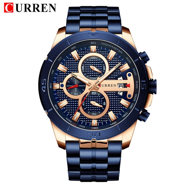 Wristwatch Men  Curren Luxury Brand Gold Chronograph Male Wristwatch Mens Stainless Steel Waterproof Military Wristwatches Man-kopara2trade.myshopify.com-